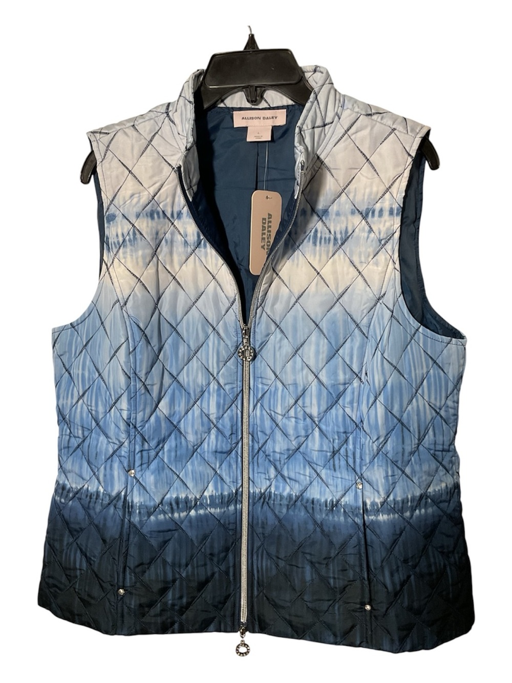 Allison Daley Blue Ombre Quilted Zip Front Vest NWT L
